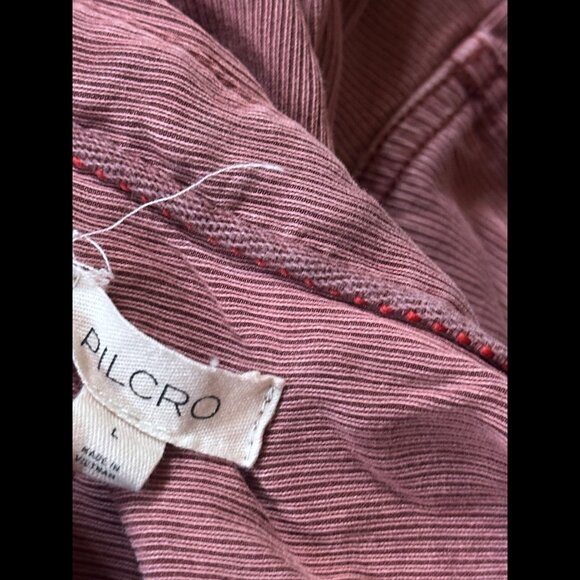 Pilcro Top Large Womens Dusty Rose Front Knot Roll Tab Collared Cropped Ribbed - Picture 6 of 8